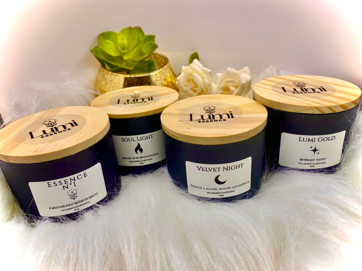 Vela Aromática Artesanal - Linha Signature - Lumi Gold - 140g